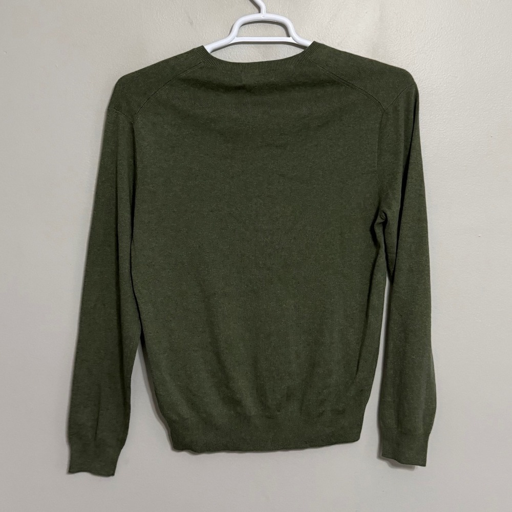NEW Polo Ralph Lauren Mens Small Green Pima Cotton V-Neck Pullover Sweater - Picture 3 of 7